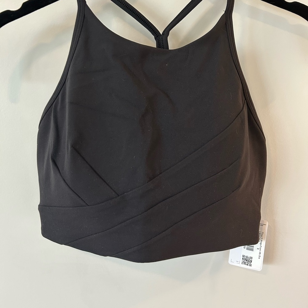 Lululemon Black Flow Y Wrap-Front High Neck Bra size 8